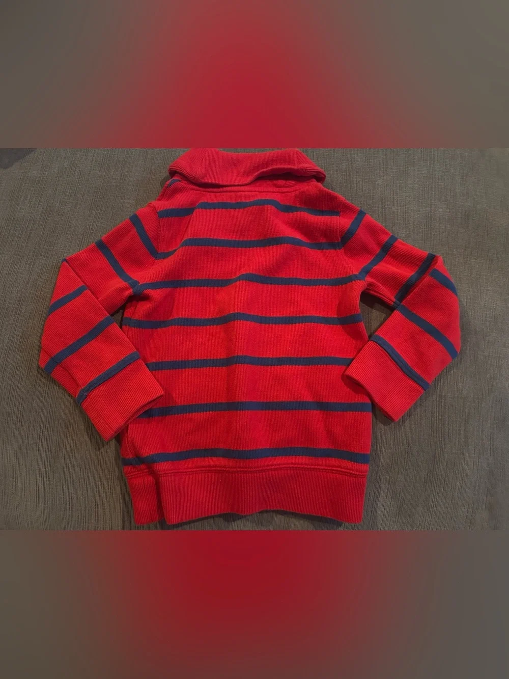 Baby Gap Toddler Boy Red & Blue Striped Shawl Collar Sweater 4T